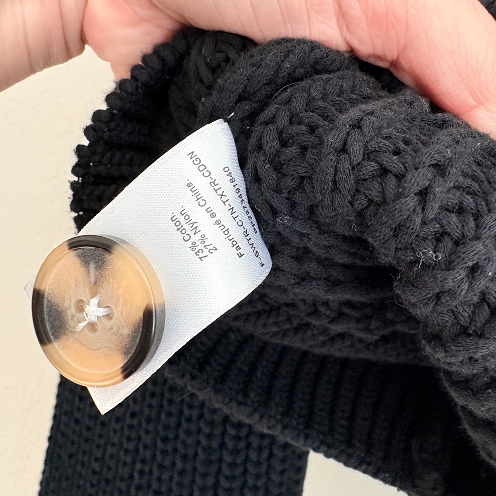 Everlane Chunky Knit Black Cardigan Sweater - Picture 6 of 10